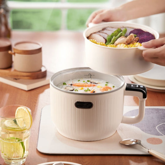 Portable Double Multifunctional Mini Electric Hot Pot Frying Pan 1.5L Battery Glass Cover Steamer Automatic 304 Stainless Hote