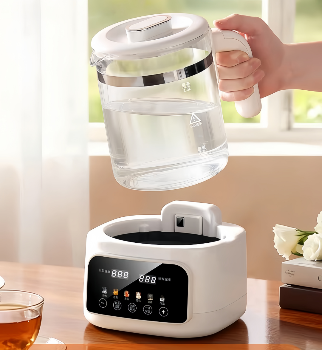 Multifunctional Stainless Steel Borosilicate Glass Electric Kettle Cordless Temperature Control for Formula Feeding