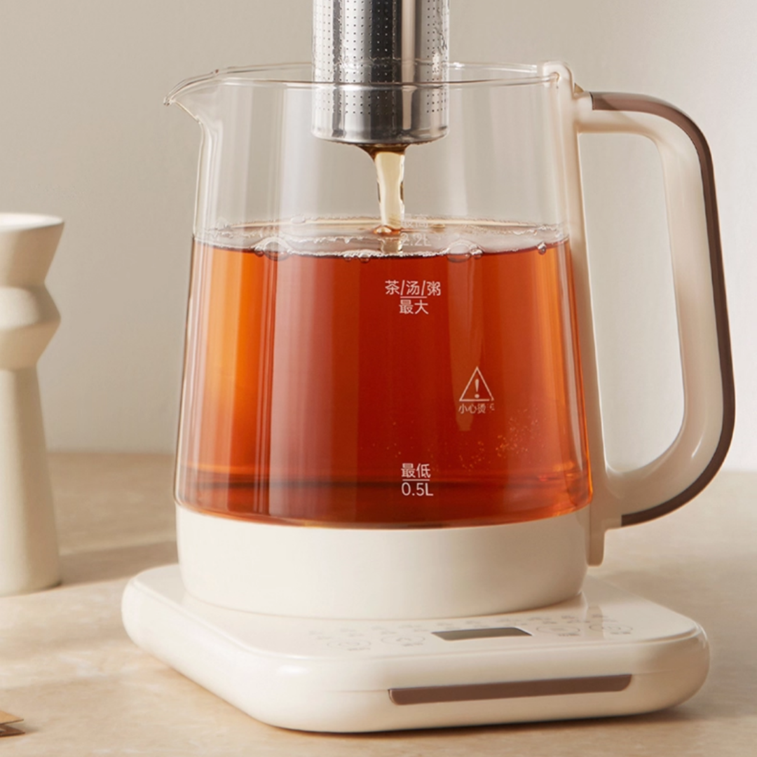 2.2L Multi-Functional Electric Borosilicate Glass Kettle Cordless Design 360 Rotational Base Boil-Dry Protection for Household