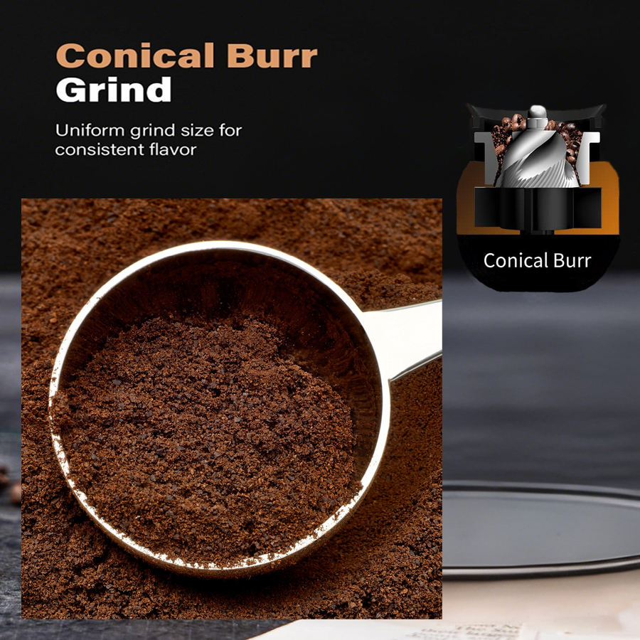 Wholesale Automatic Stainless Steel Conical Burr Coffee Bean Mill Electric Grinder 52 Grind Settings LED Display for Household