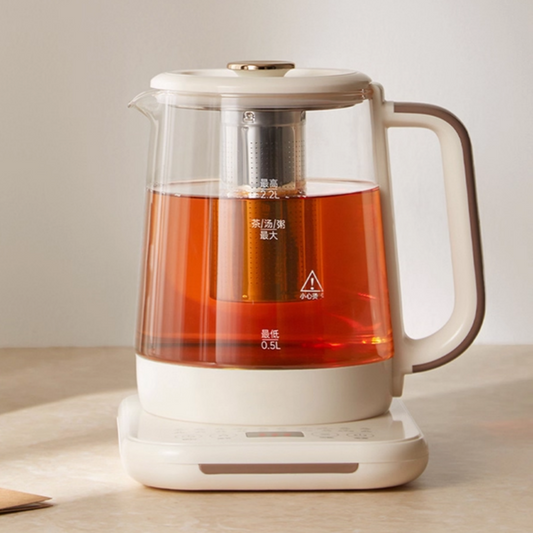 2.2L Multi-Functional Electric Borosilicate Glass Kettle Cordless Design 360 Rotational Base Boil-Dry Protection for Household