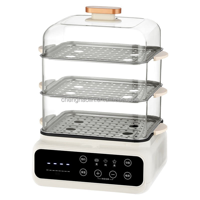 3-Layer Digital Control Plastic Household Electric Steam Cooker Multi-Purpose Food Steamer Foldable Electric Steamer