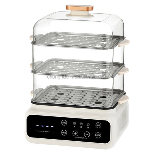 3-Layer Digital Control Plastic Household Electric Steam Cooker Multi-Purpose Food Steamer Foldable Electric Steamer