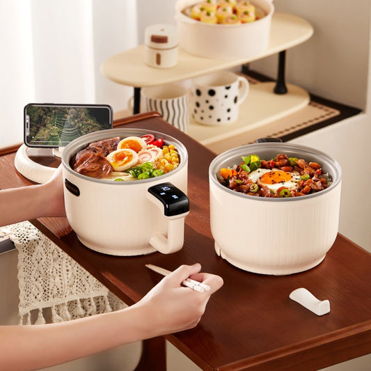 Portable Double Multifunctional Mini Electric Hot Pot Frying Pan 1.5L Battery Glass Cover Steamer Automatic 304 Stainless Hote