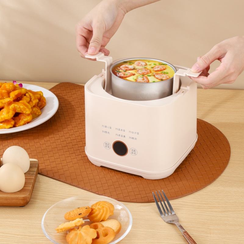 Mini Household Egg Steamer Multi-Functional Automatic Egg Boiler 6-in-1 Electric Egg Cooker Auto Shut-Off Plastic Housing 150W