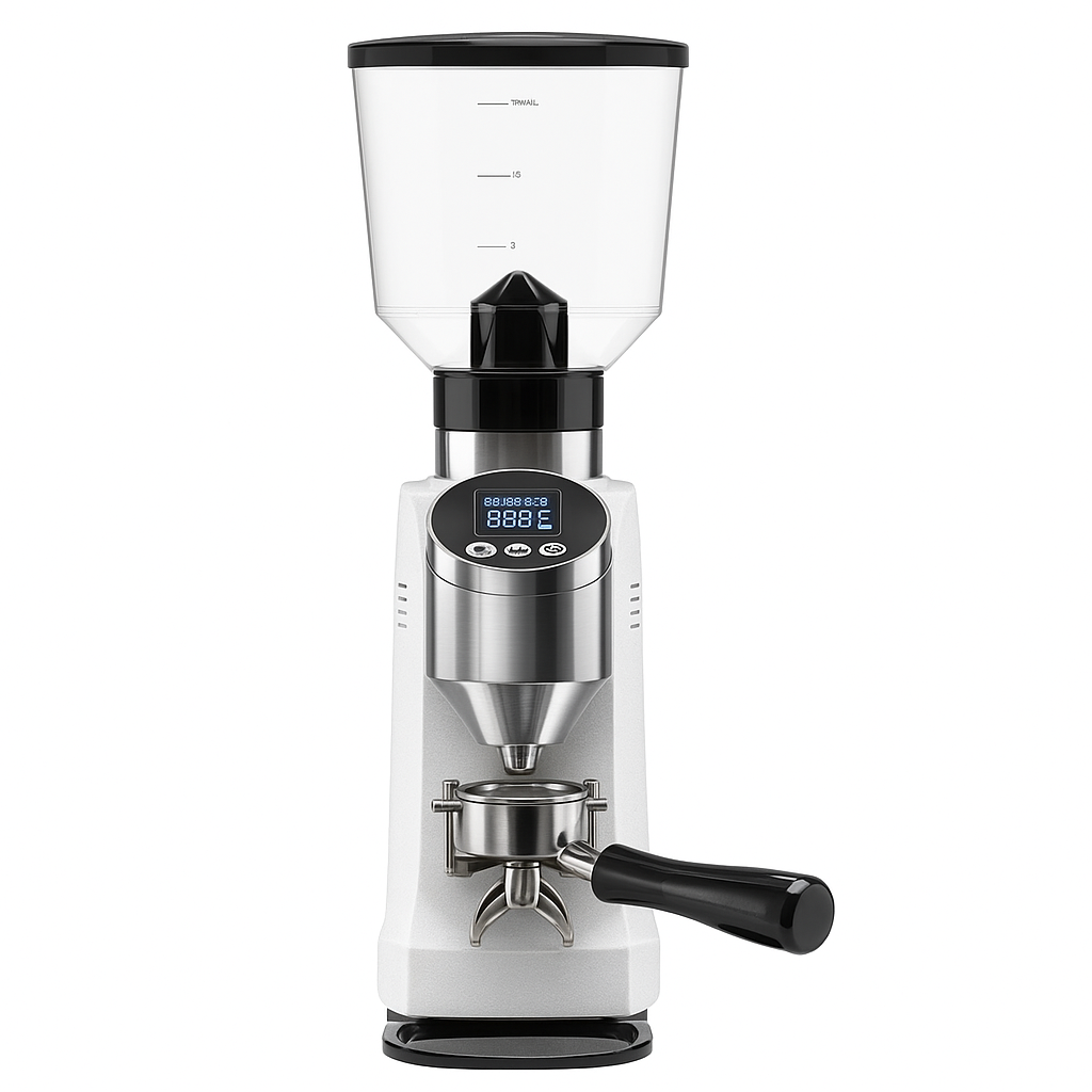 Electric Stainless Steel Flat Burr Coffee Grinder 62mm One Touch Control for Hotel & Household Use Aluminum Alloy Housing