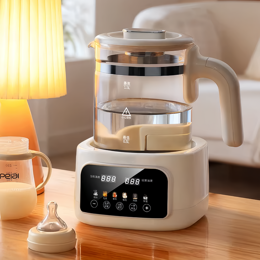 Multifunctional Stainless Steel Borosilicate Glass Electric Kettle Cordless Temperature Control for Formula Feeding
