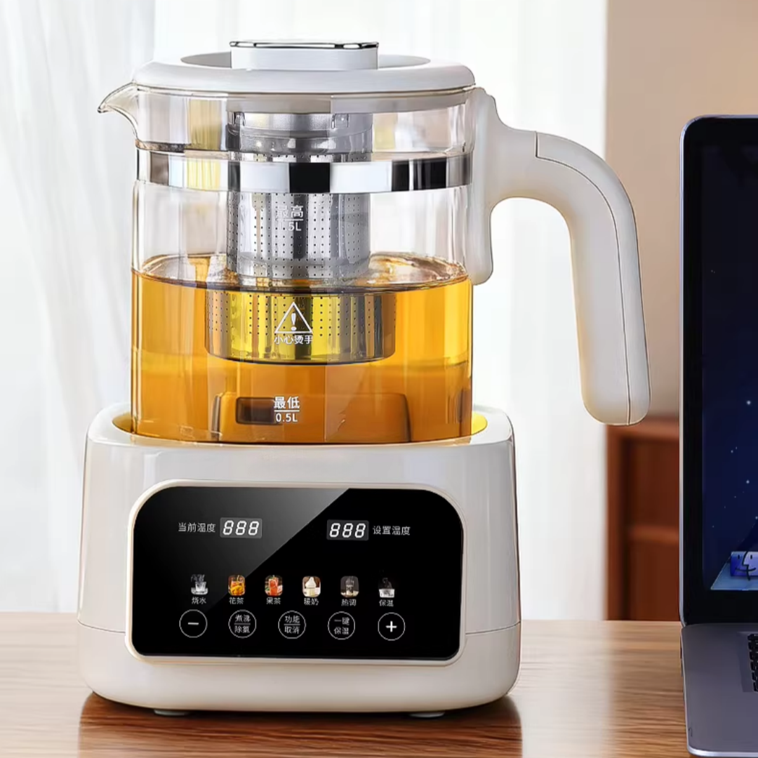 Multifunctional Stainless Steel Borosilicate Glass Electric Kettle Cordless Temperature Control for Formula Feeding