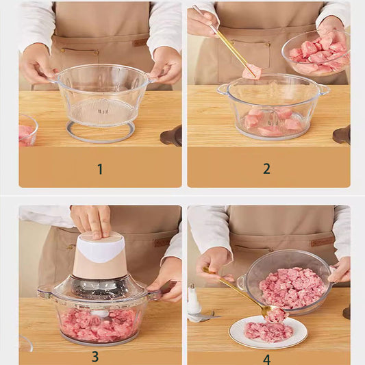 Wholesale Mini Portable Rechargeable Thickened Glass Meat Grinder for Kitchen Household Electric Low-Noise Energy Efficient