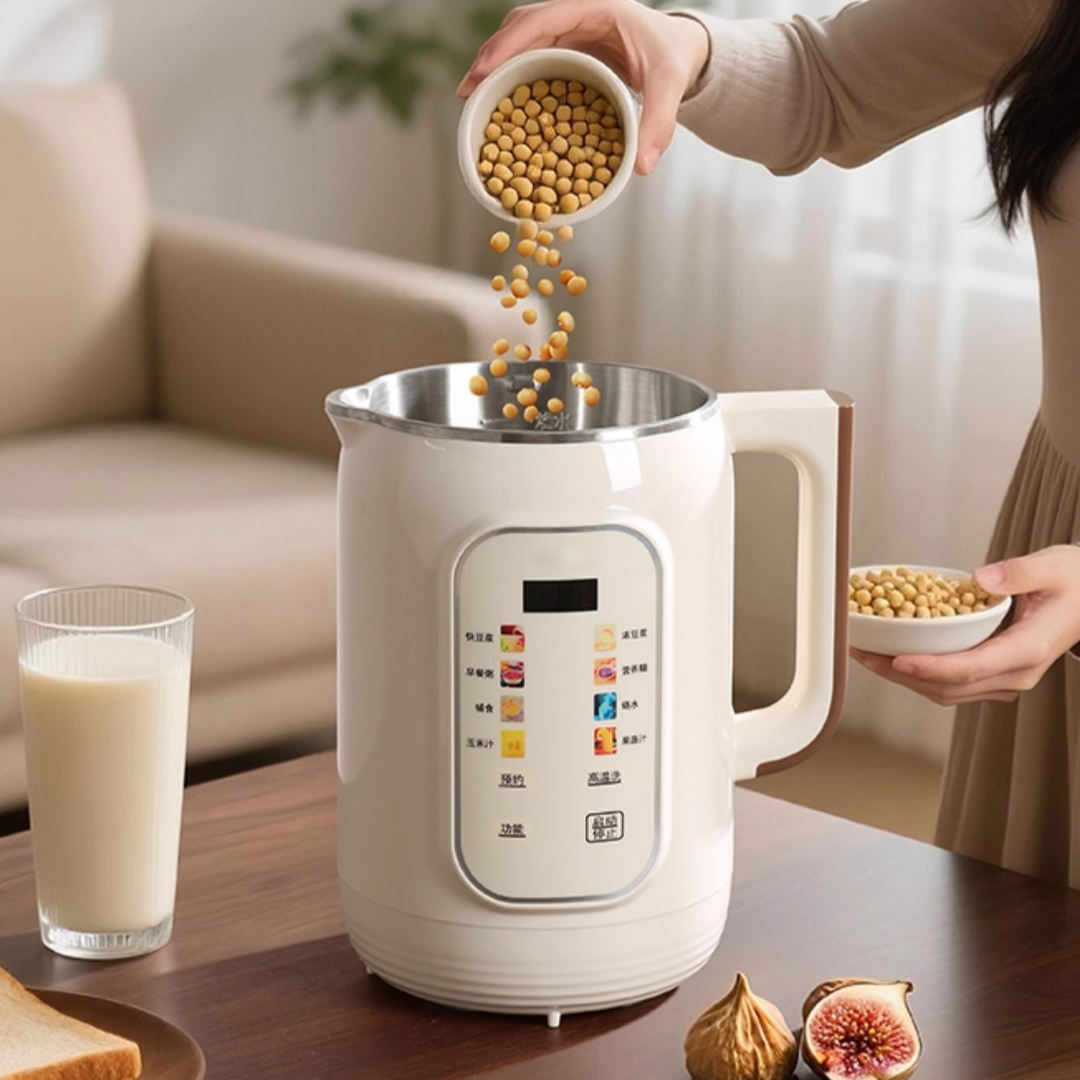 8 in 1 Stainless Steel Nut Milk Maker & Food Processor 1200ml Capacity Filter-Free for Soy Almond Oat Milk Soup Household Use