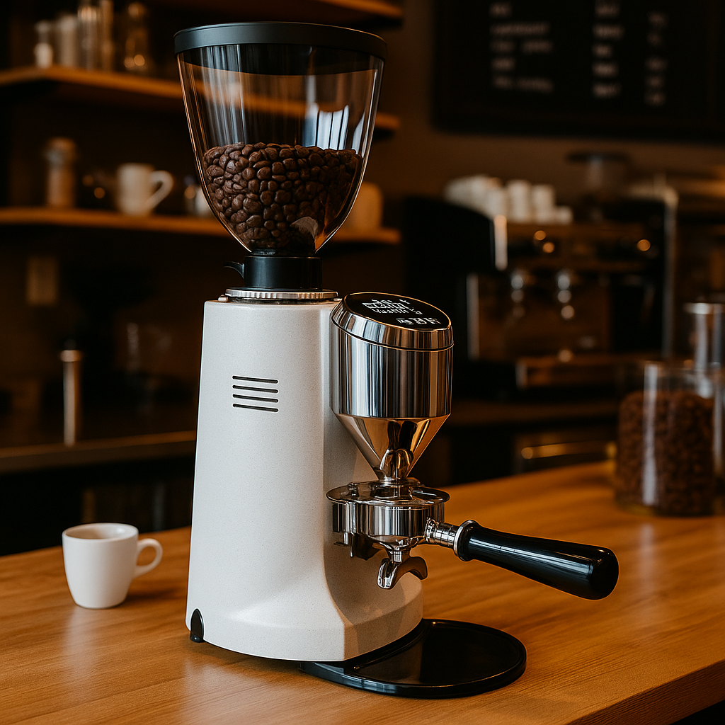 Electric Stainless Steel Flat Burr Coffee Grinder 62mm One Touch Control for Hotel & Household Use Aluminum Alloy Housing