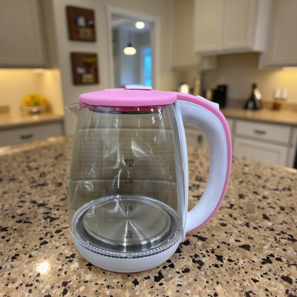 1.8L Cordless High Borosilicate Glass Electric Kettle with Keep Warm 360 Rotational Base Boil-Dry Protection for Home Kitchen