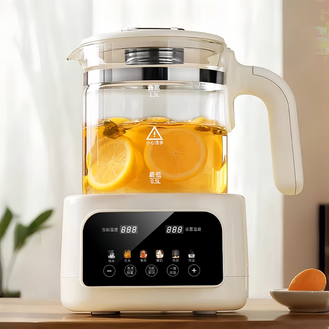 Multifunctional Stainless Steel Borosilicate Glass Electric Kettle Cordless Temperature Control for Formula Feeding