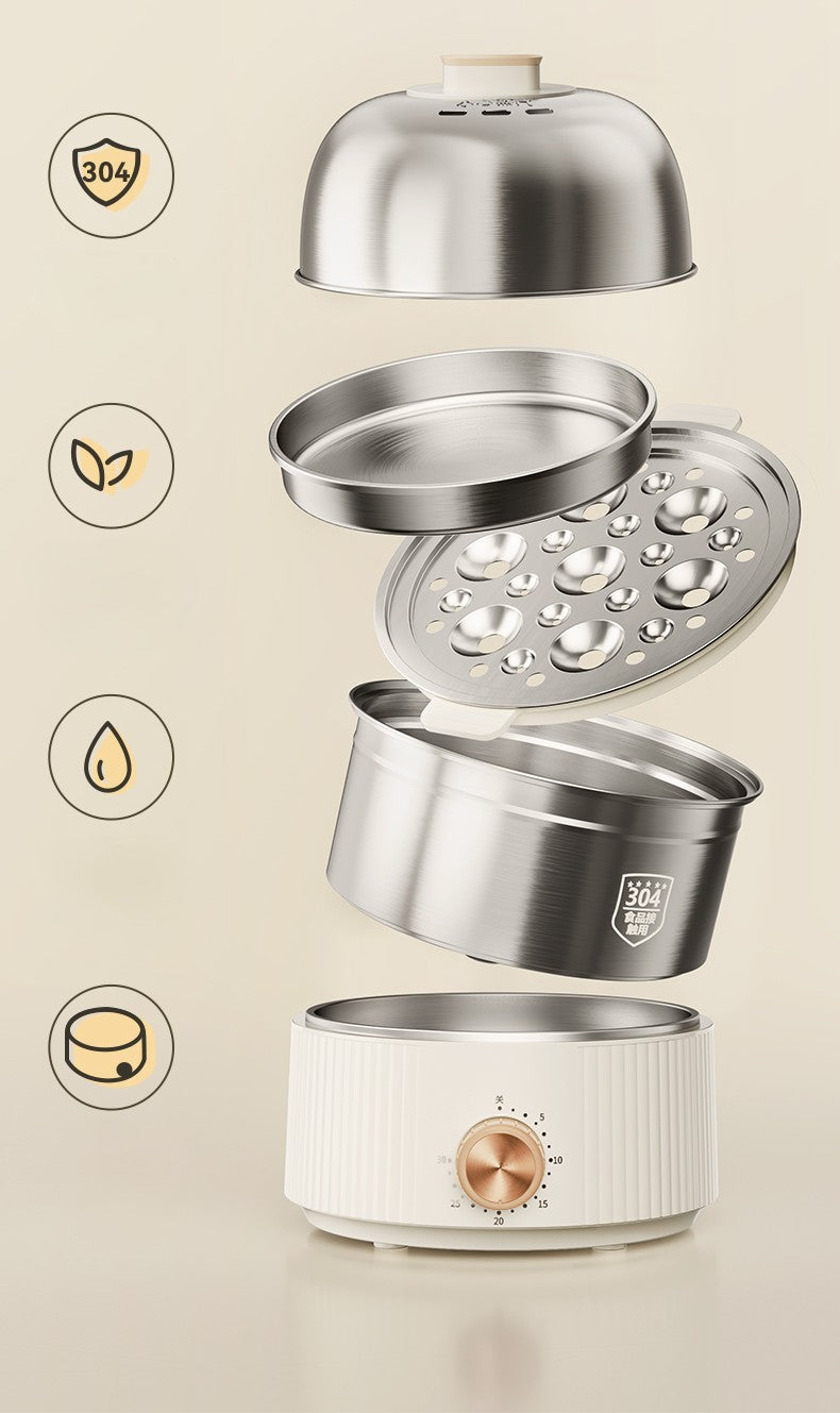 New Design Electric Egg Boiler Household Automatic Stainless Steel Egg Cooker for 6 Eggs Easy Operation