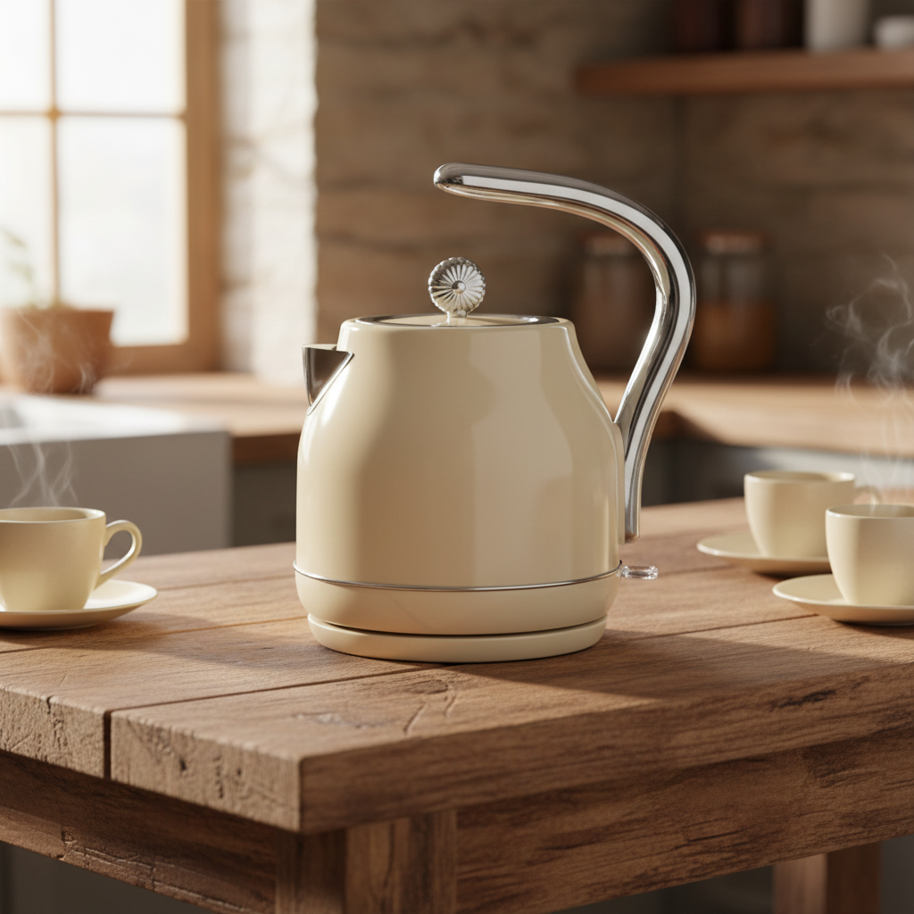 Electric Kettle Retro European Light Luxury Style Stainless Steel Cordless 12-Month Warranty Household Fully Automatic Shut-off