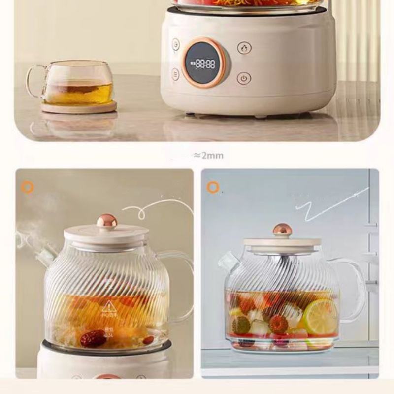 Transparent Glass Electric Kettle Temperature Controller Customizable Color Logo Household Use 1.1-1.5L Capacity 1500W Power