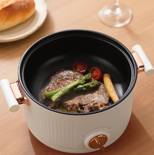 Wholesale Multi-function Electric Cooking Pot 304 Stainless Steel 2.5L 750W with Steamer for Household & Hotel