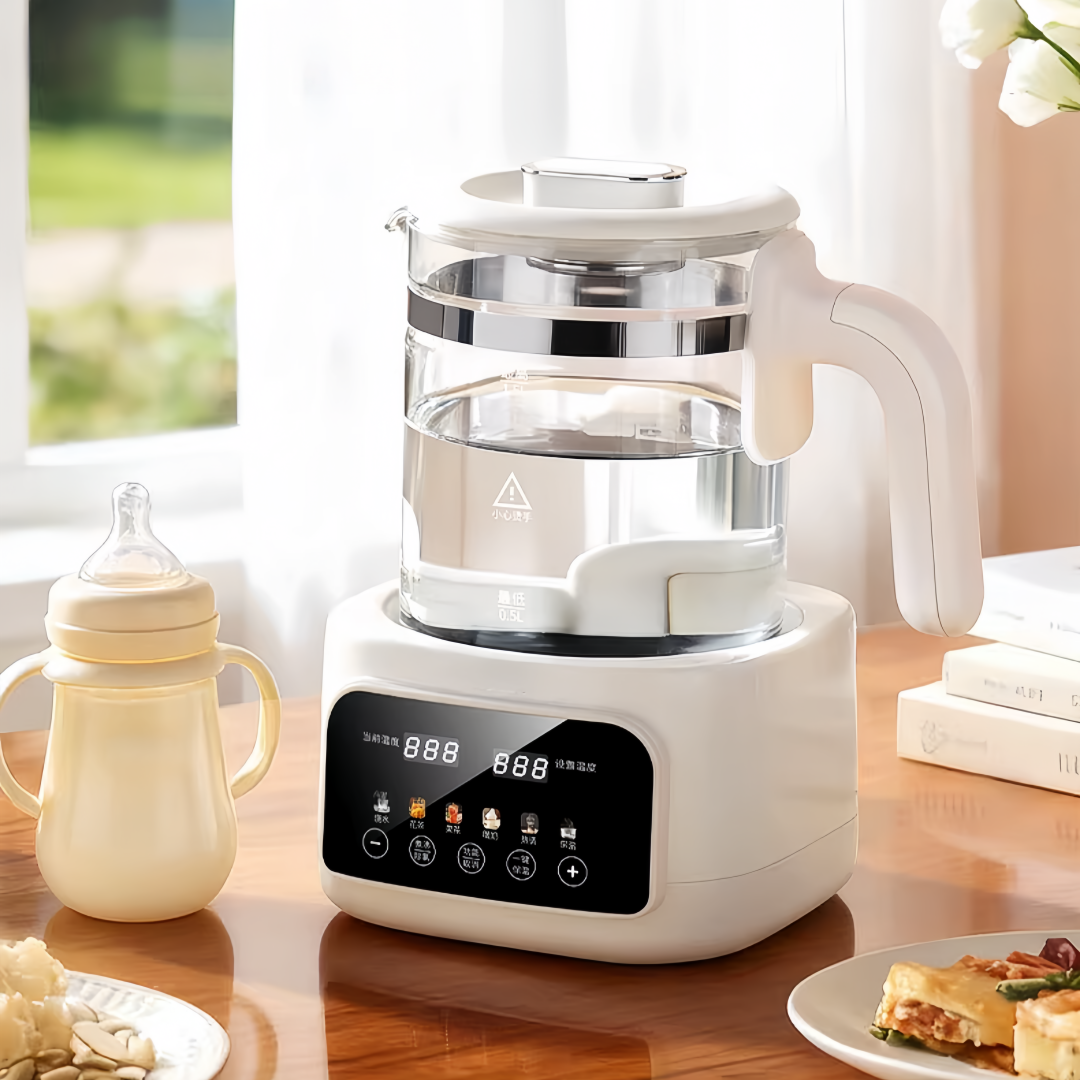 Multifunctional Stainless Steel Borosilicate Glass Electric Kettle Cordless Temperature Control for Formula Feeding