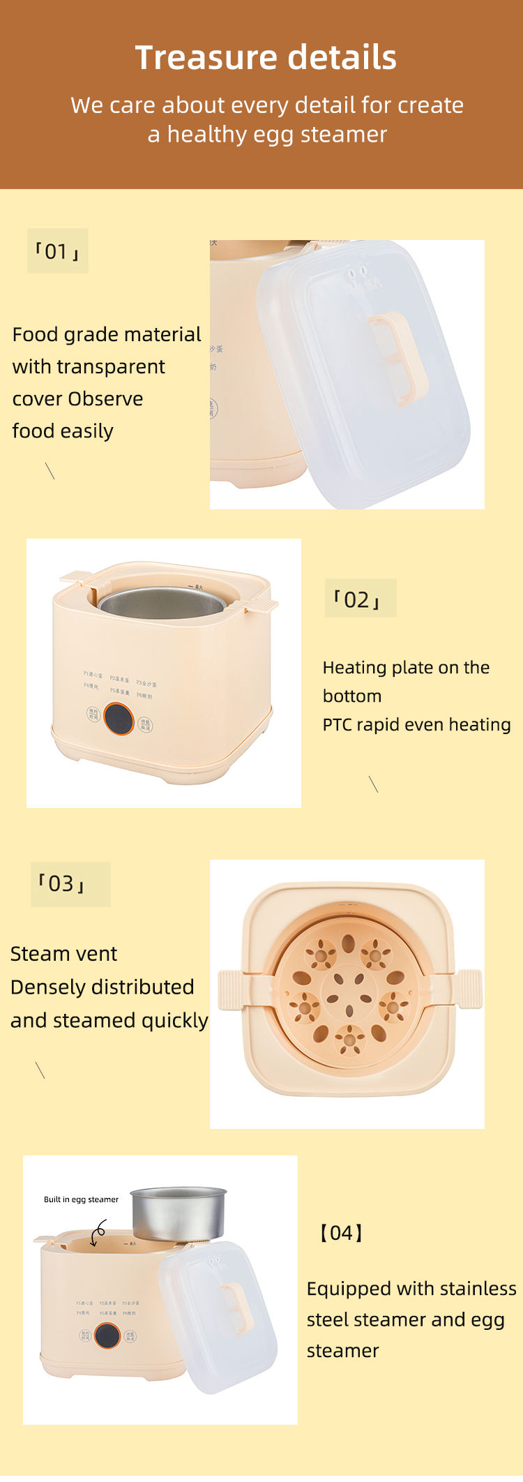 Mini Household Egg Steamer Multi-Functional Automatic Egg Boiler 6-in-1 Electric Egg Cooker Auto Shut-Off Plastic Housing 150W