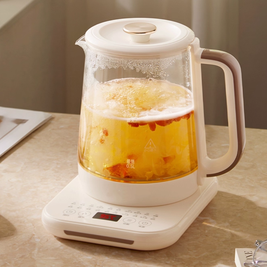 2.2L Multi-Functional Electric Borosilicate Glass Kettle Cordless Design 360 Rotational Base Boil-Dry Protection for Household