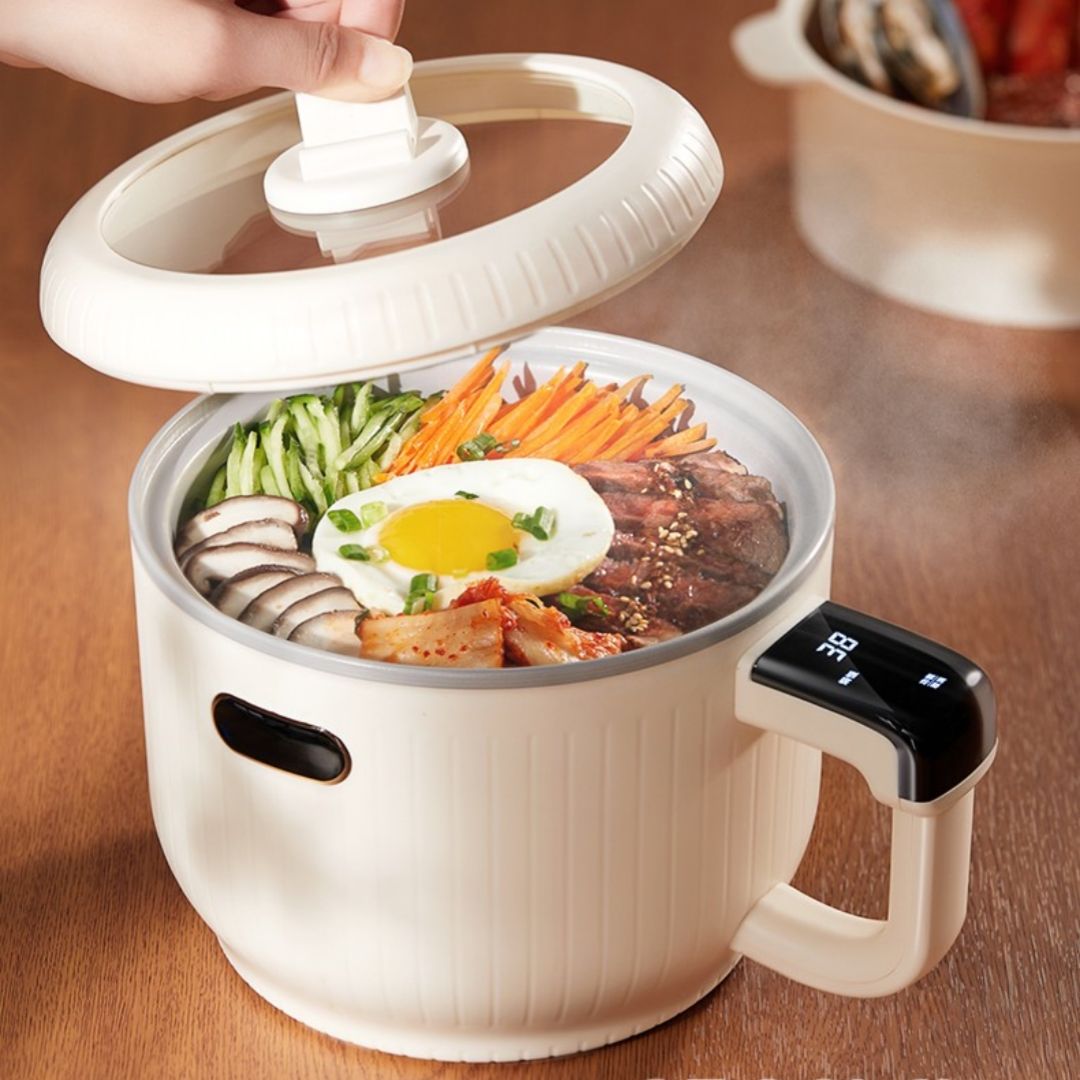 Portable Double Multifunctional Mini Electric Hot Pot Frying Pan 1.5L Battery Glass Cover Steamer Automatic 304 Stainless Hote