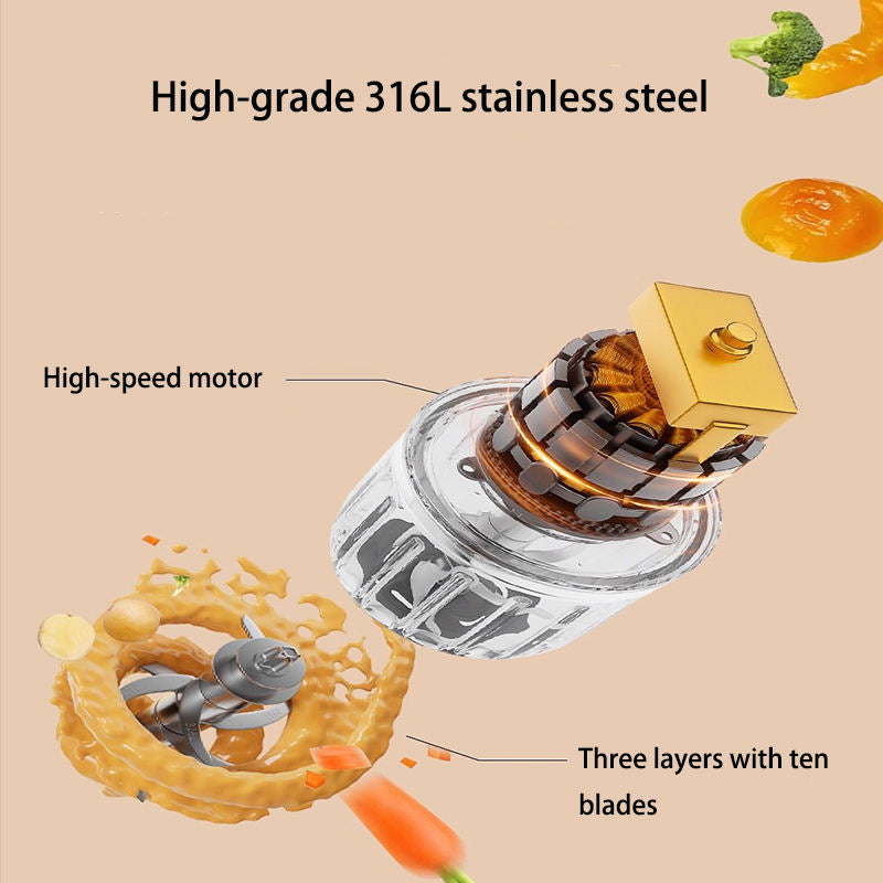 Hot Selling Electric Meat Grinder Brushed Motor 0.3L Capacity Outdoor Household Use 200W Glass Housing Veggie Grinder Slicer