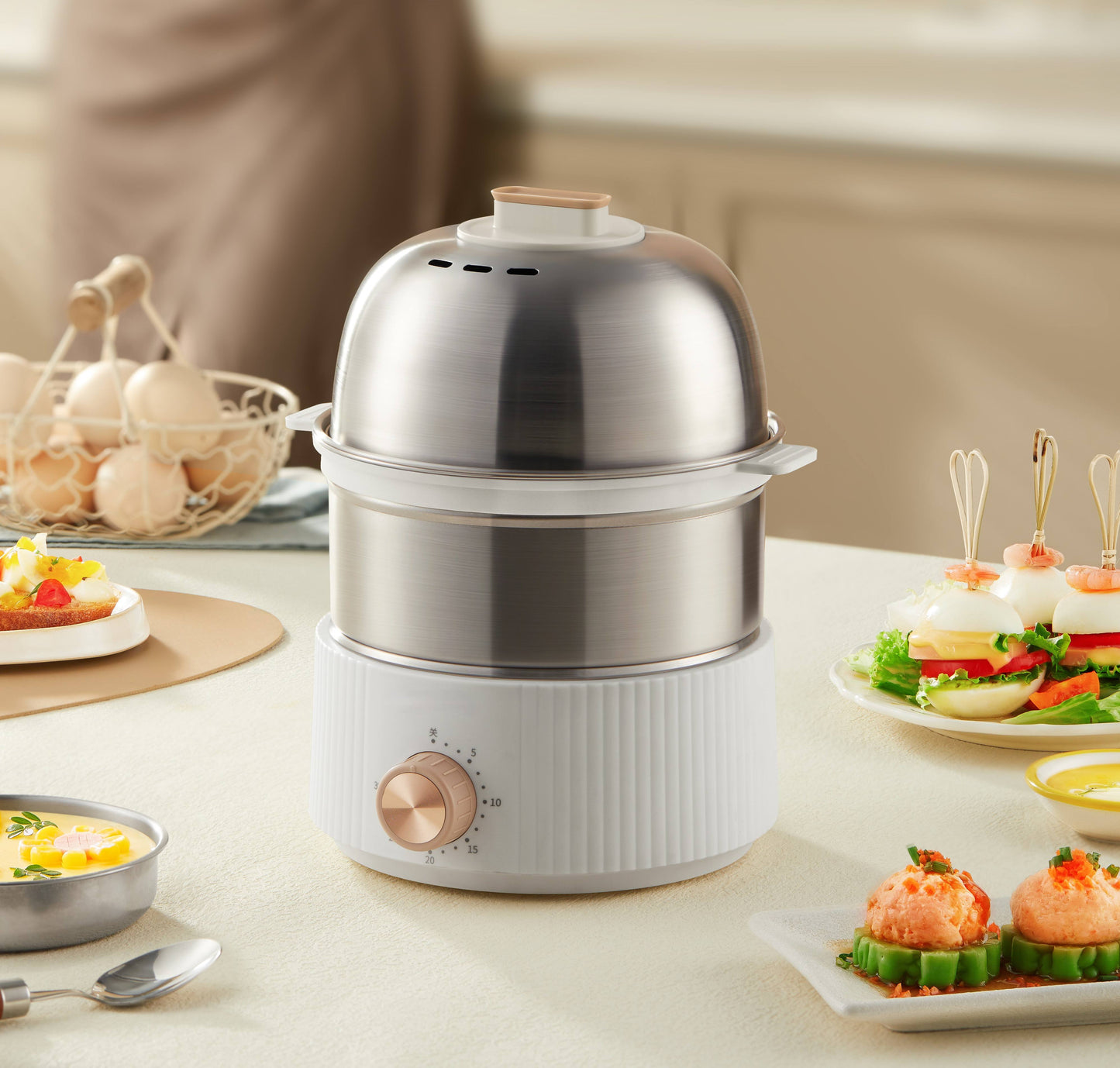 New Design Electric Egg Boiler Household Automatic Stainless Steel Egg Cooker for 6 Eggs Easy Operation