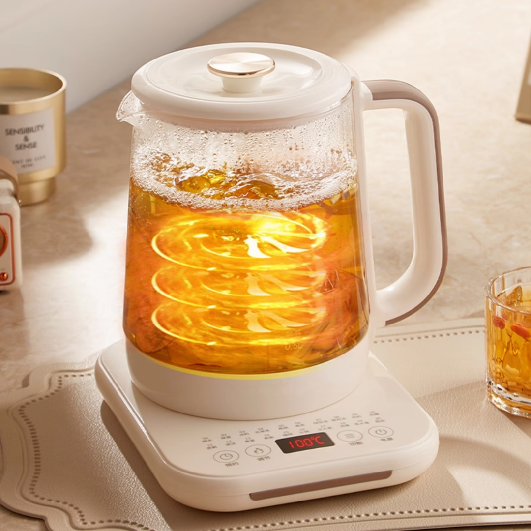 2.2L Multi-Functional Electric Borosilicate Glass Kettle Cordless Design 360 Rotational Base Boil-Dry Protection for Household