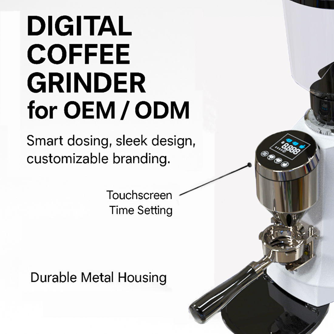 Electric Stainless Steel Flat Burr Coffee Grinder 62mm One Touch Control for Hotel & Household Use Aluminum Alloy Housing