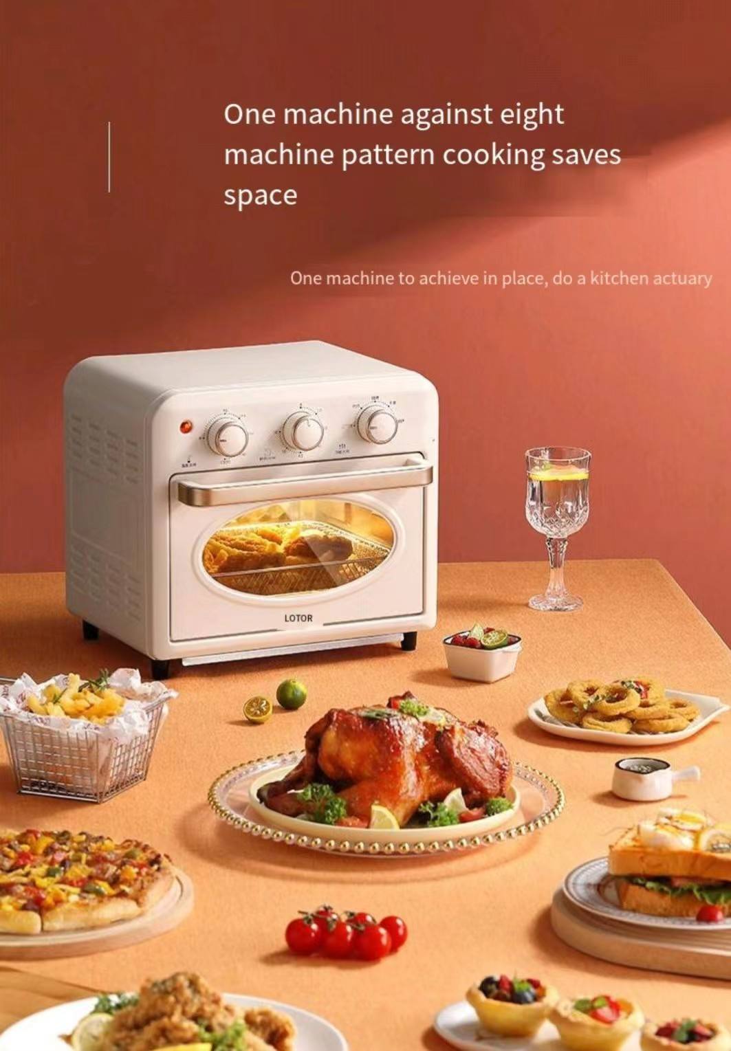 Factory Direct Sale | High Quality Electric Stainless Steel Multifunctional Visible Window Air Fryer Digital Touch Screen