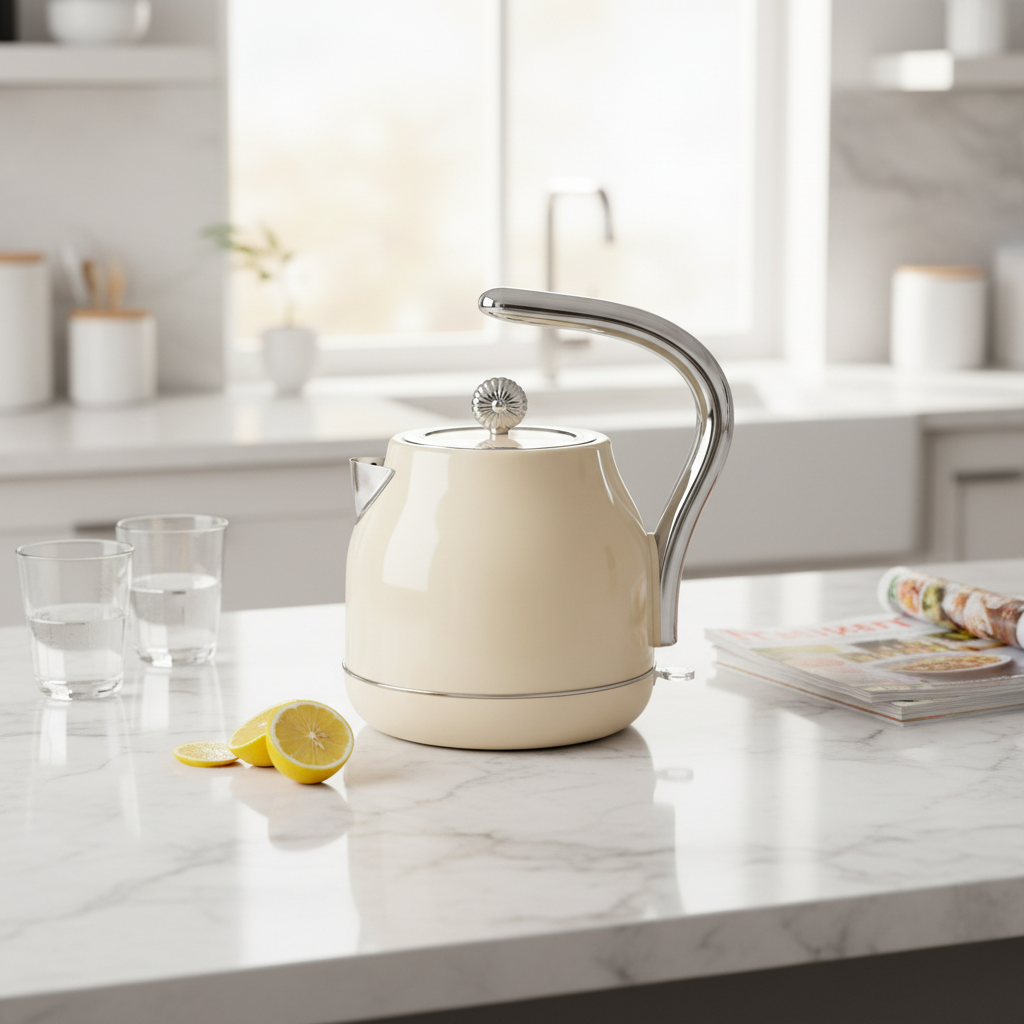 Electric Kettle Retro European Light Luxury Style Stainless Steel Cordless 12-Month Warranty Household Fully Automatic Shut-off