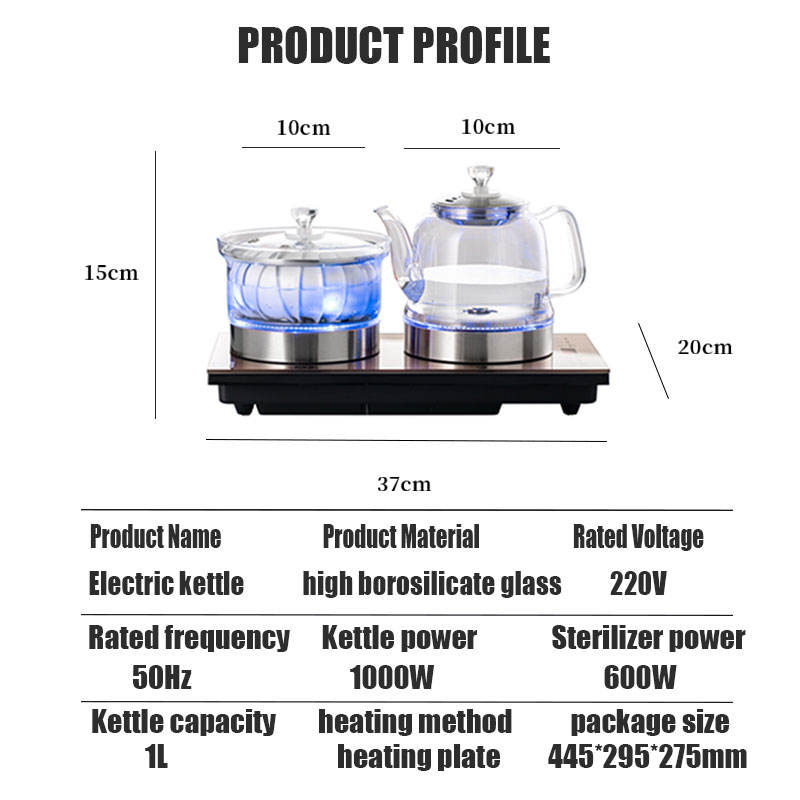 HK-10170 Double Pot Water Filling CE Certified 1.1L+800L Tea Lovers Reception Parlor Reception Electric Kettle