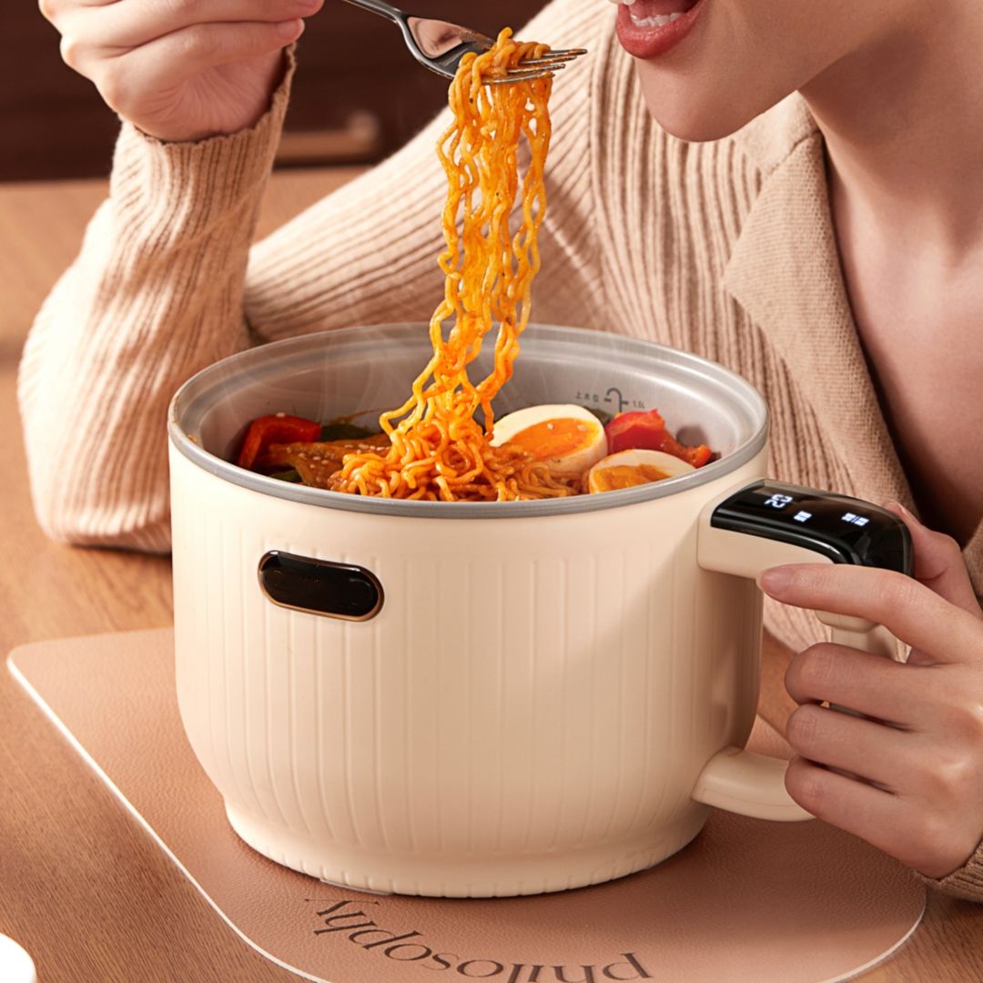 Portable Double Multifunctional Mini Electric Hot Pot Frying Pan 1.5L Battery Glass Cover Steamer Automatic 304 Stainless Hote