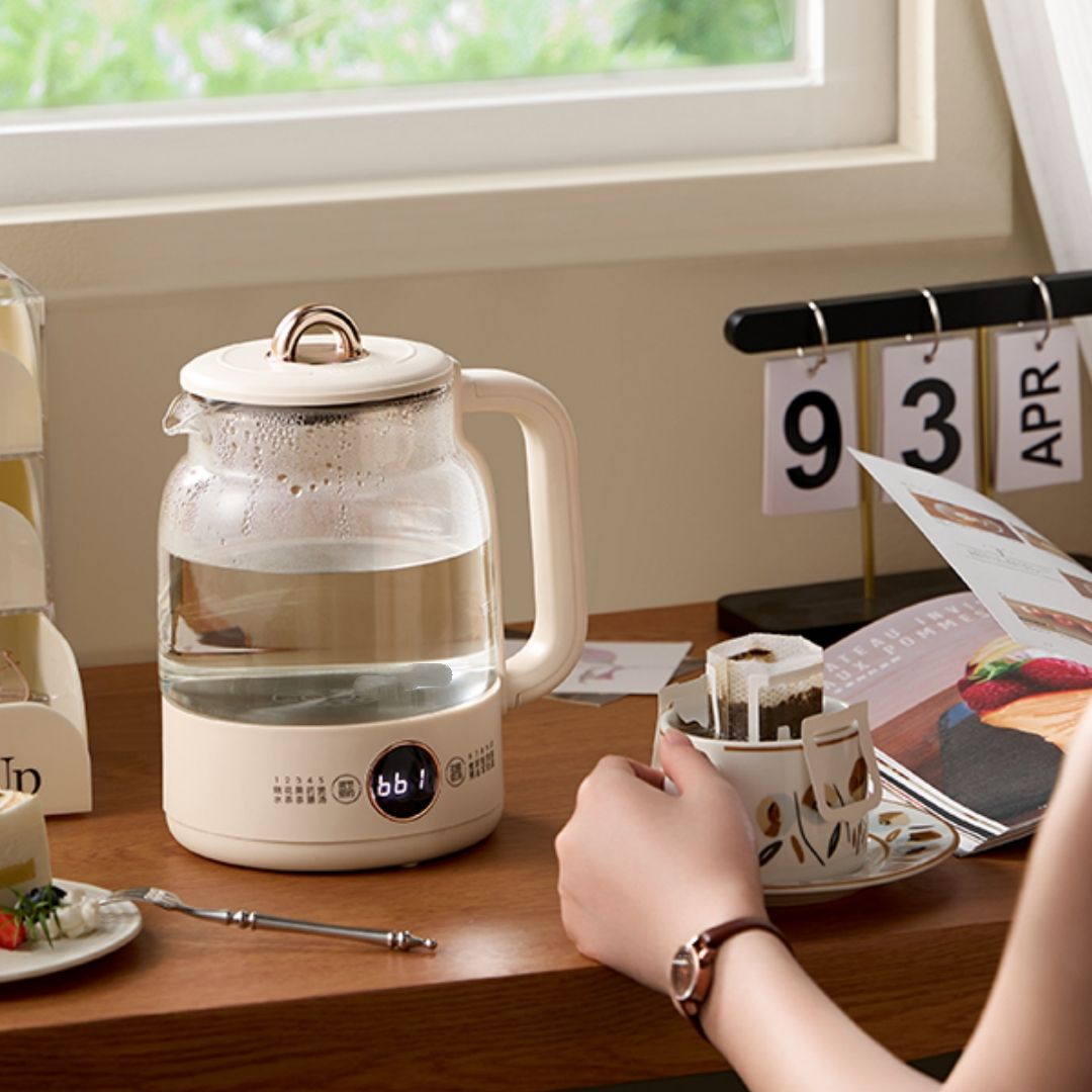 Multi-function Stainless Steel 304 Cordless Electric Kettle Mechanical Control Automatic Shut-off Temperature Settings Household