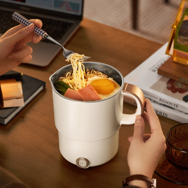 0.8L 600W 304 Stainless Steel Cordless Foldable Electric Kettle with Automatic Shut-off Portable Household Travel Kettle
