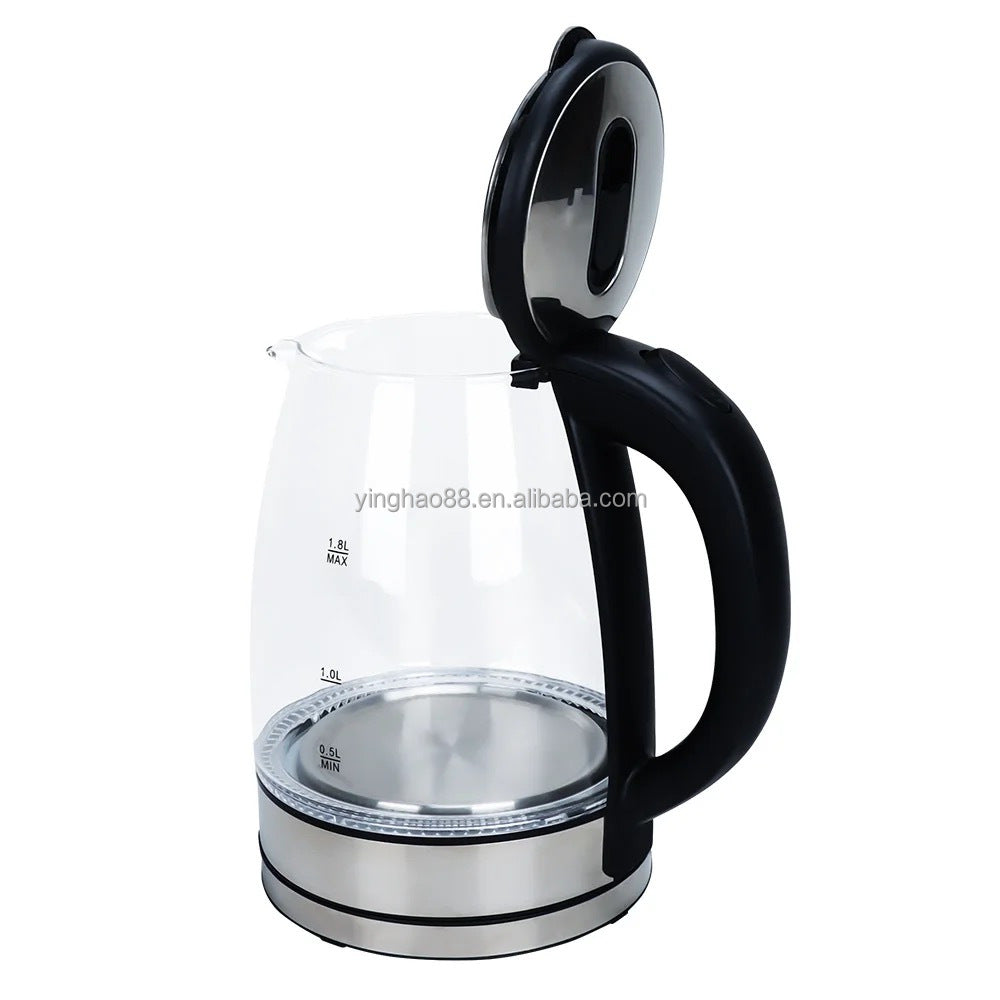 Wholesale Lower Price Borosilicate Glass 1.8L Electric Kettle 1500W Beautiful Blue Indicator Faster Boiling